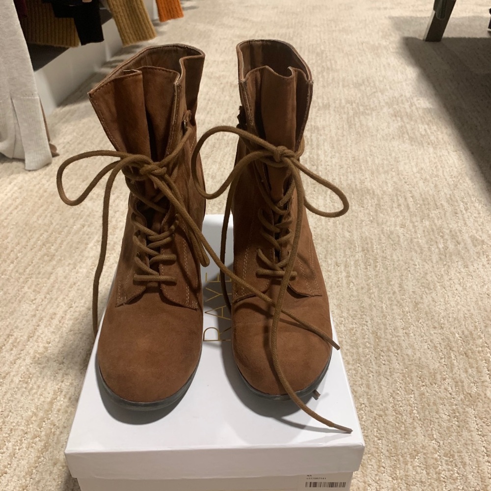 Brown suede ankle booties